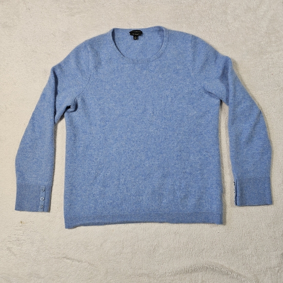 Talbots Soft Blue Cashmere Sweater Button Cuff - Picture 2 of 12